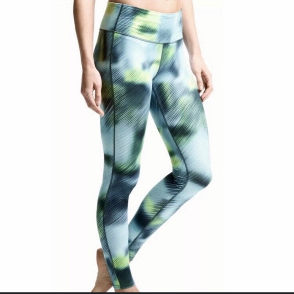 Athleta High Rise Alpine Print Tight Leggings Jasper Green